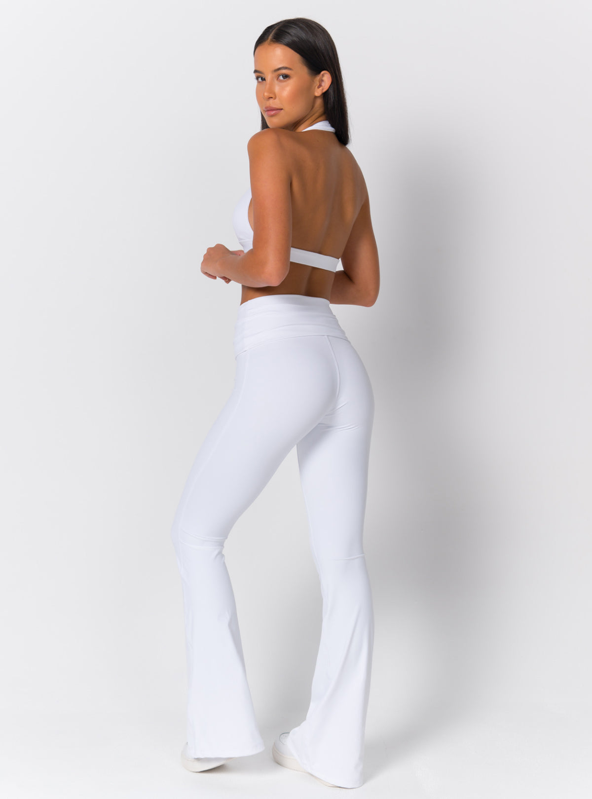 High-Waist Fold-Over Flare Leggings