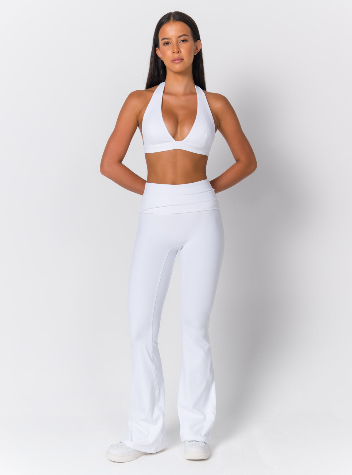 High-Waist Fold-Over Flare Leggings
