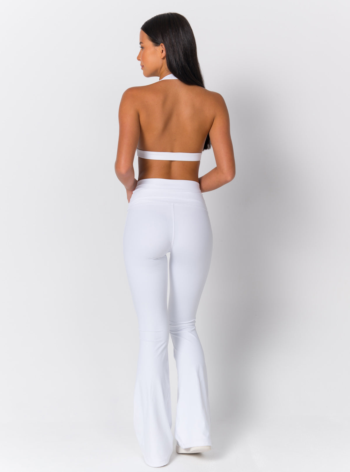 Halter Deep-V Open-Back Sports Bra