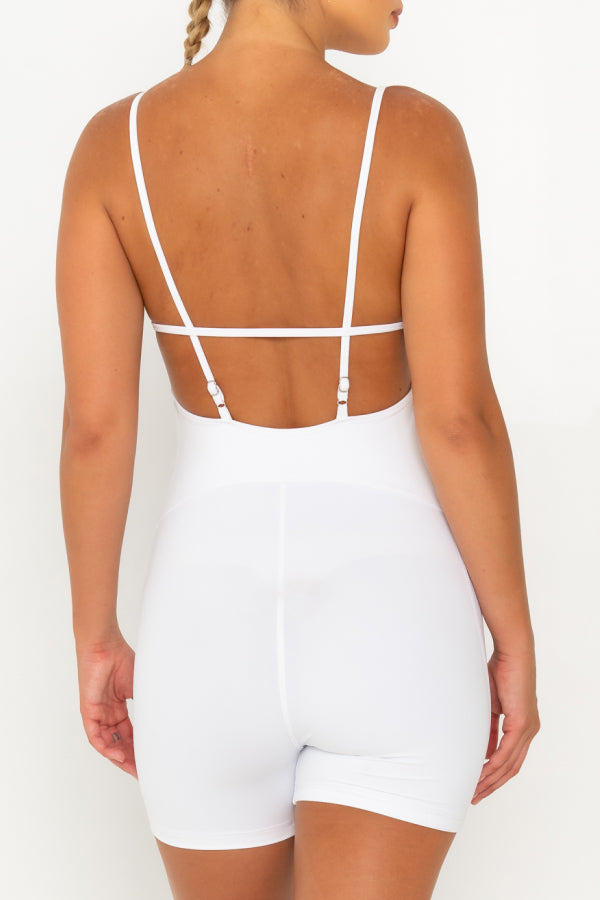 Scoop Neck Short Bodysuit with Shelf Bra