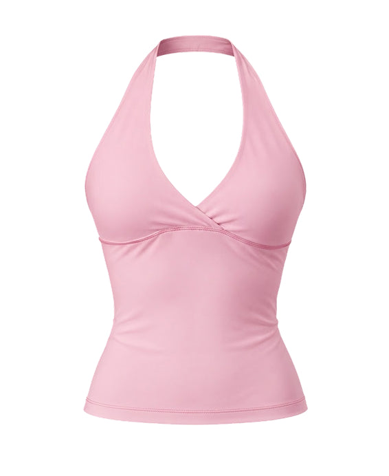 Halter Wrap-Front Open-Back Tank