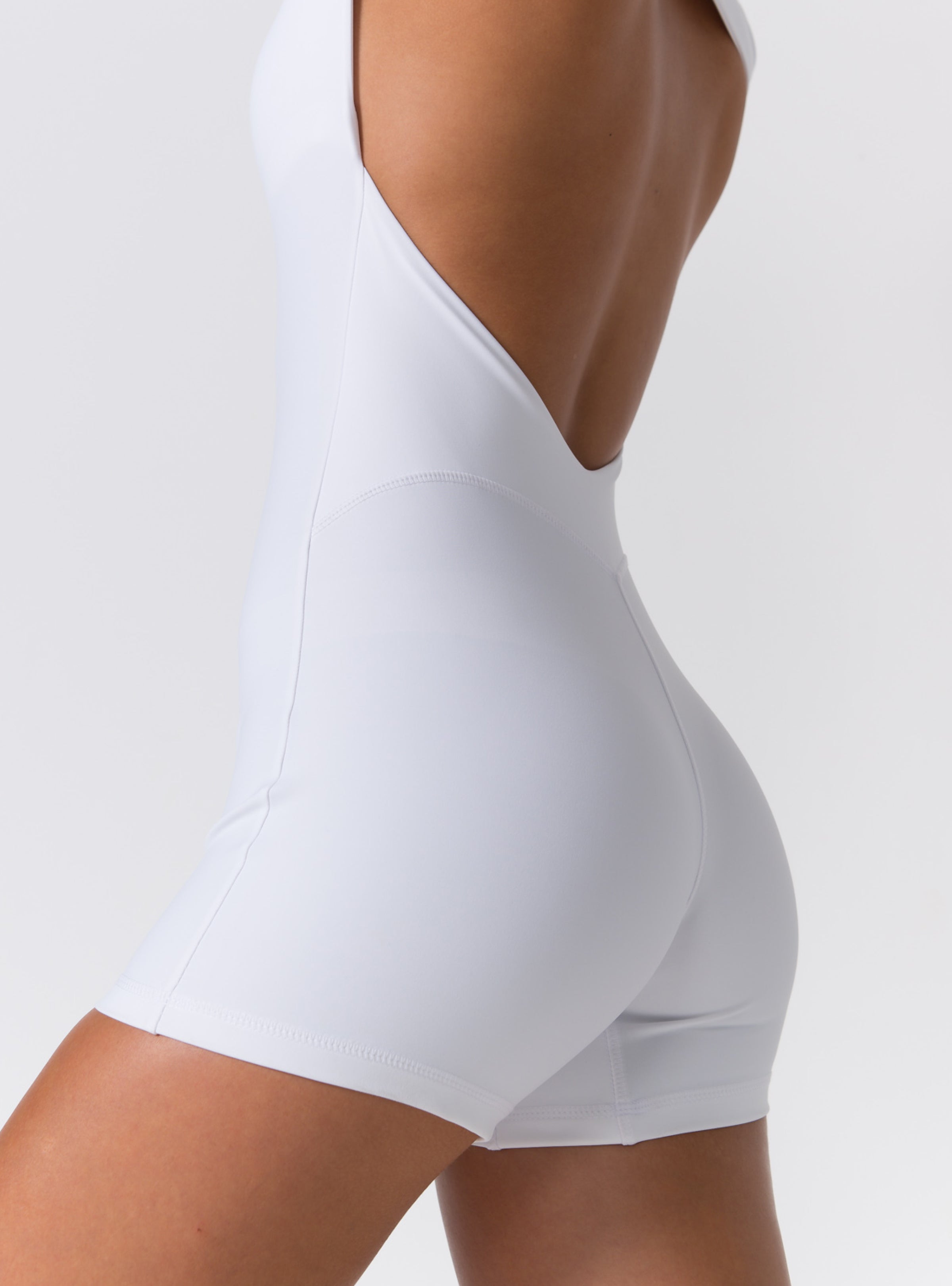 Crew Neck Long-Sleeve Open-Back Biker Romper