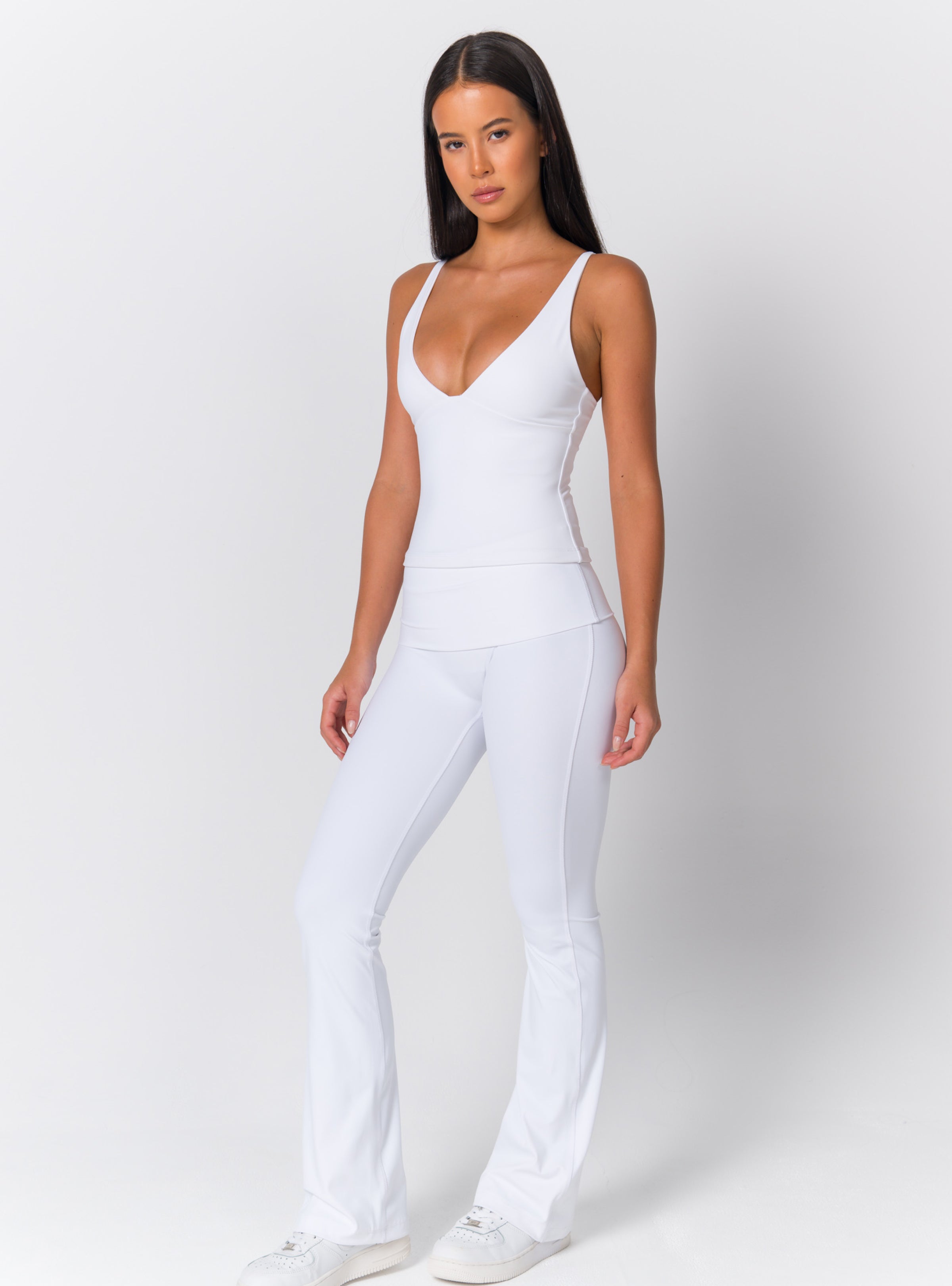 Deep V-Neck Adjustable-Strap Sculpting Tank