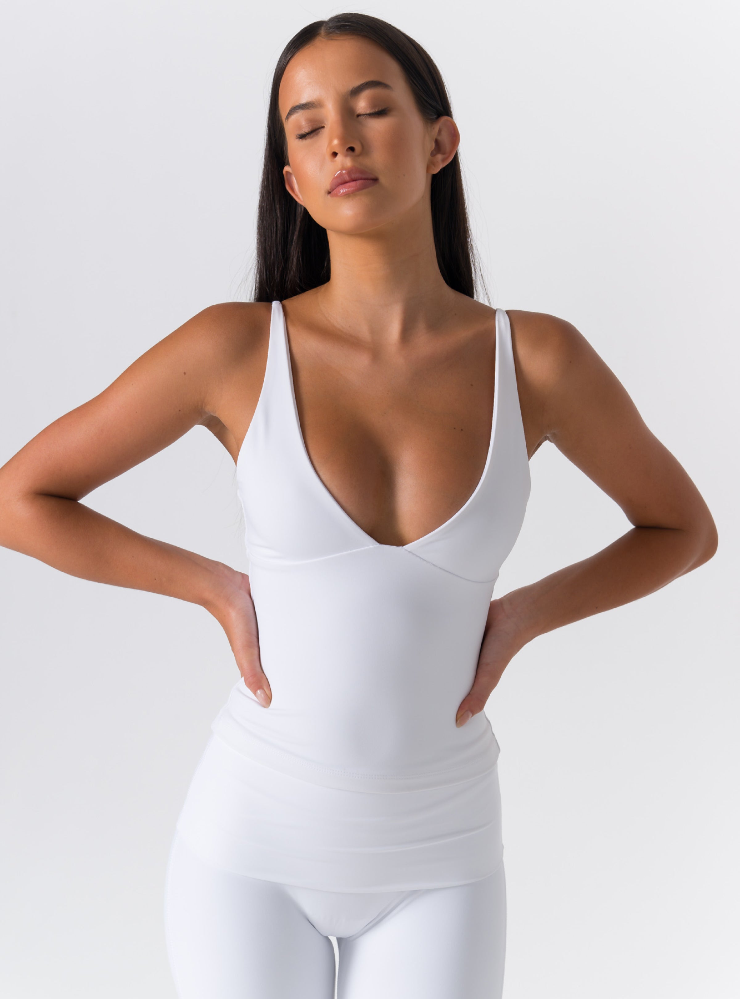 Deep V-Neck Adjustable-Strap Sculpting Tank