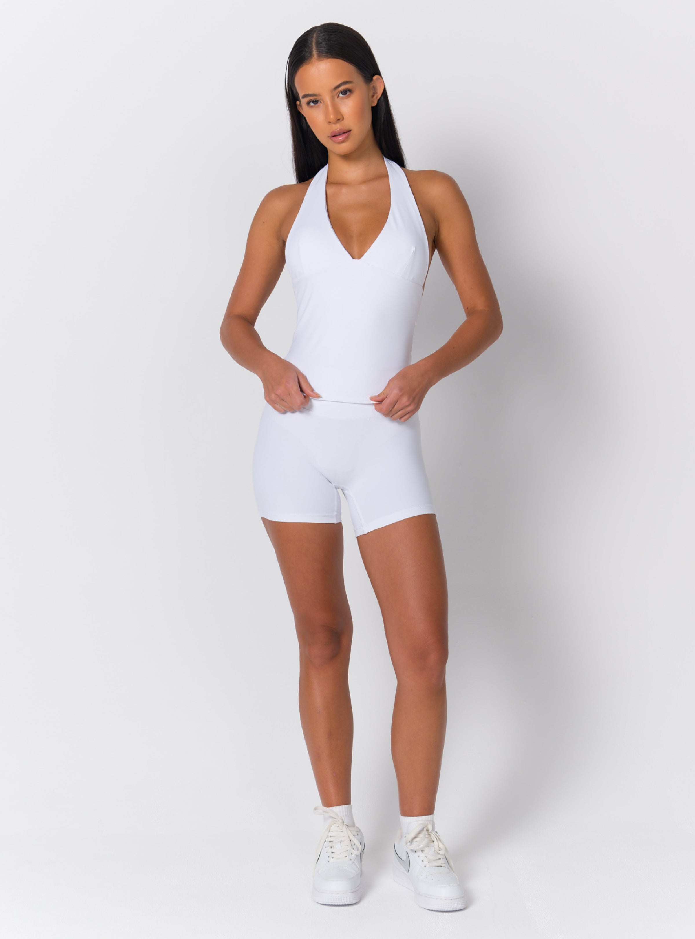 Halter V-Plunge Open-Back Tank
