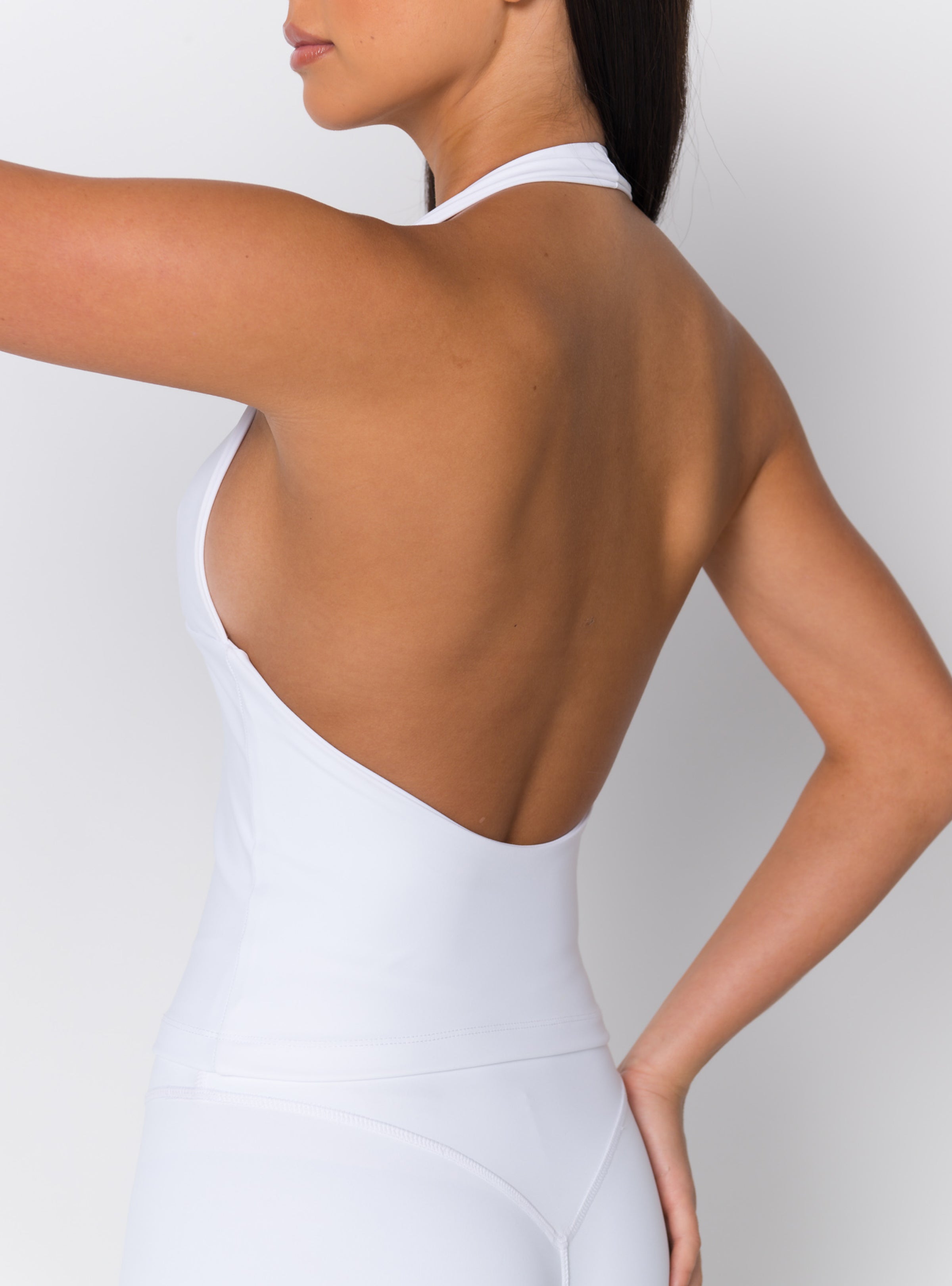 Halter V-Plunge Open-Back Tank