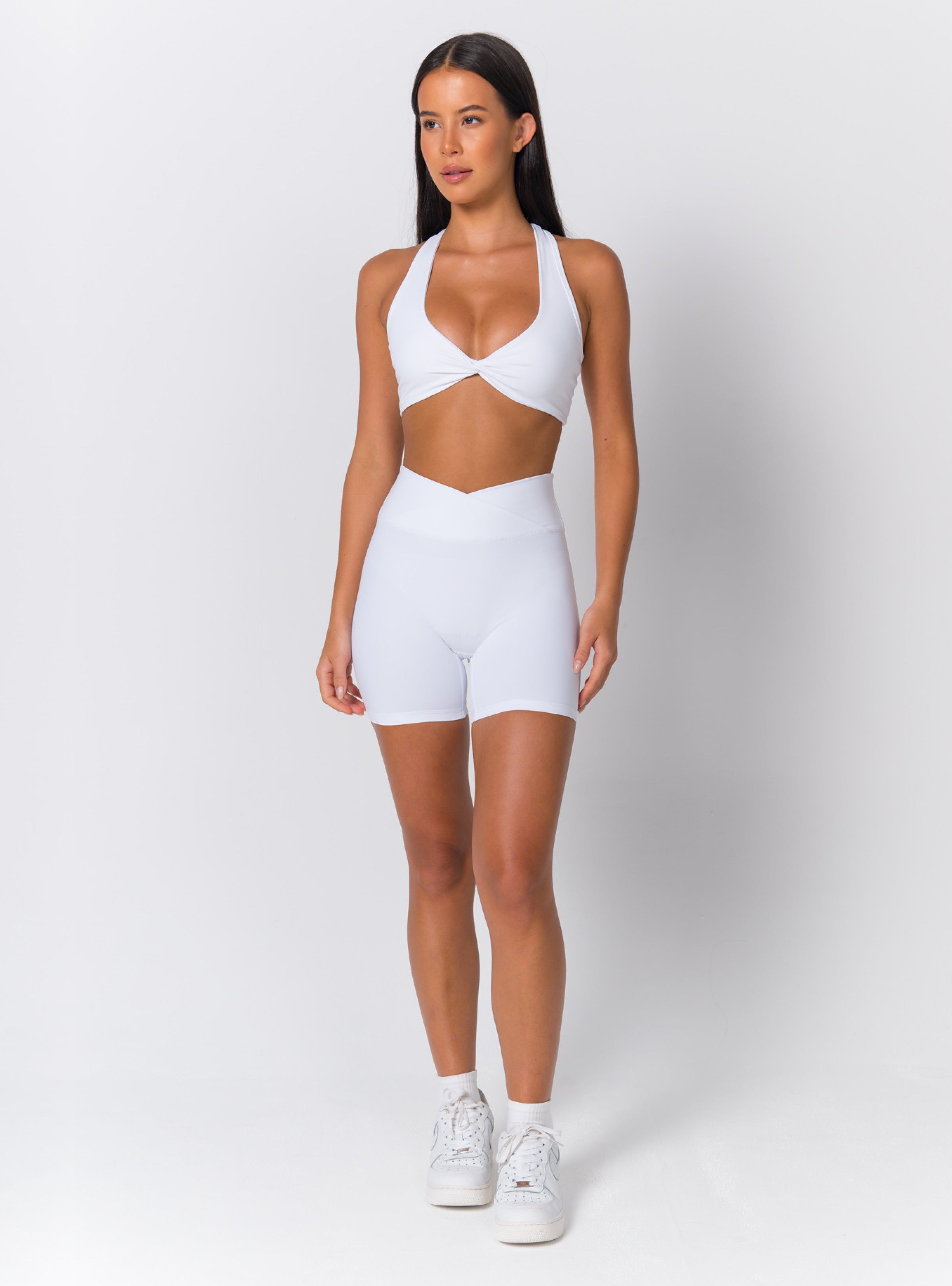 Halter Twist-Knot Deep-V Sports Bra