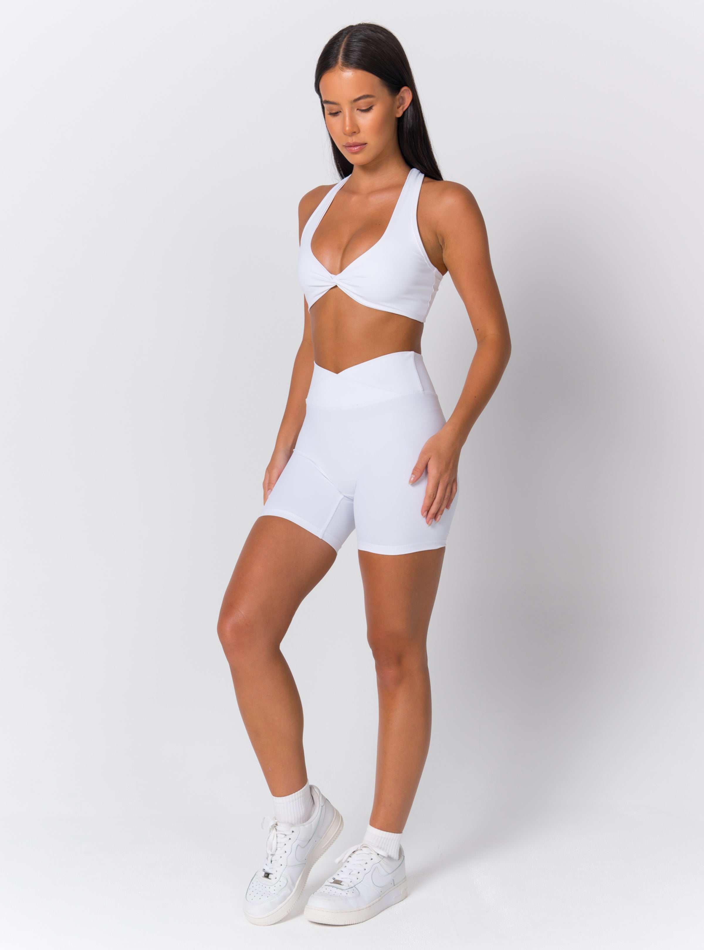 Halter Twist-Knot Deep-V Sports Bra