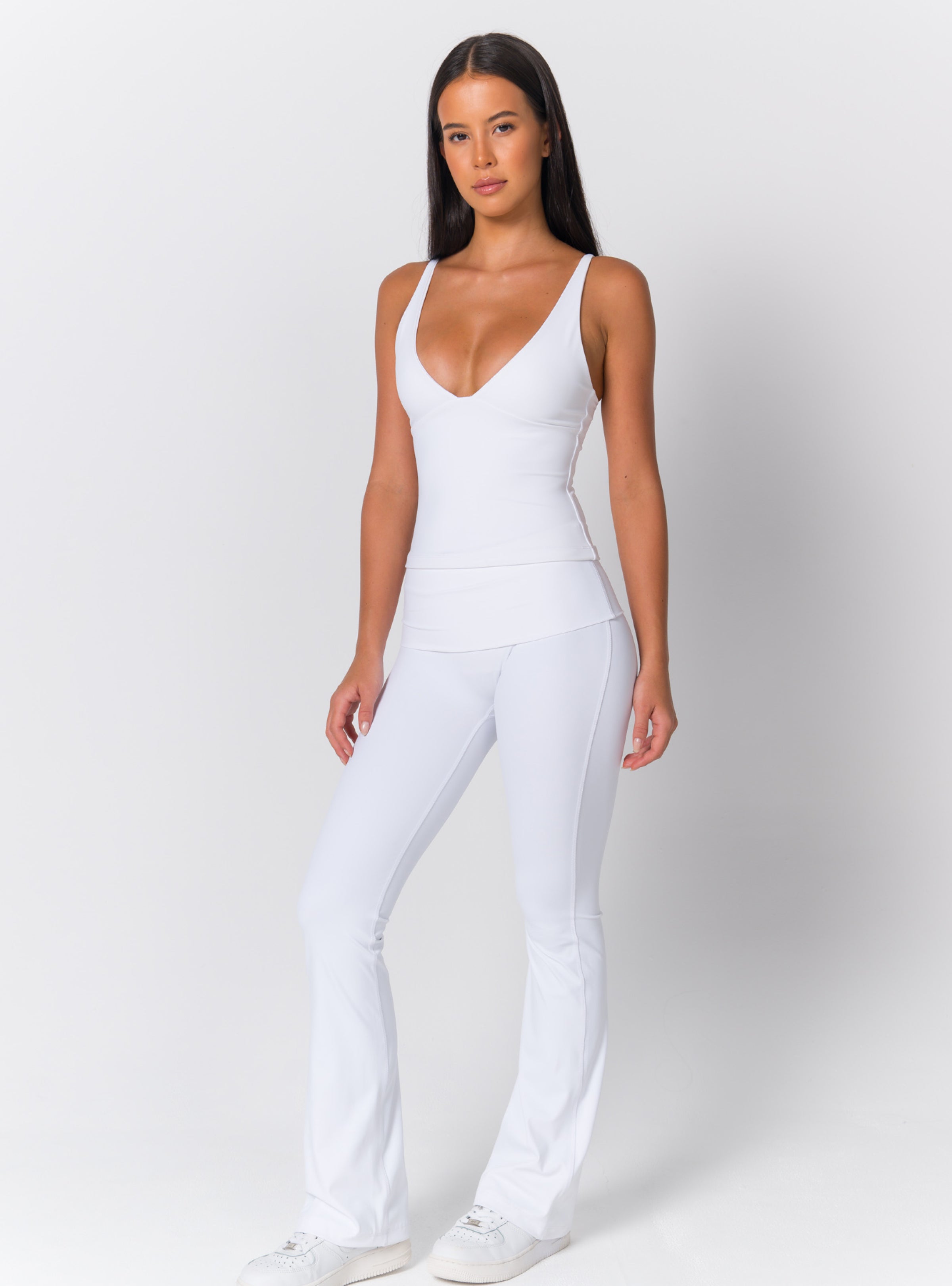 High-Waist Deep Fold-Over Flare Leggings