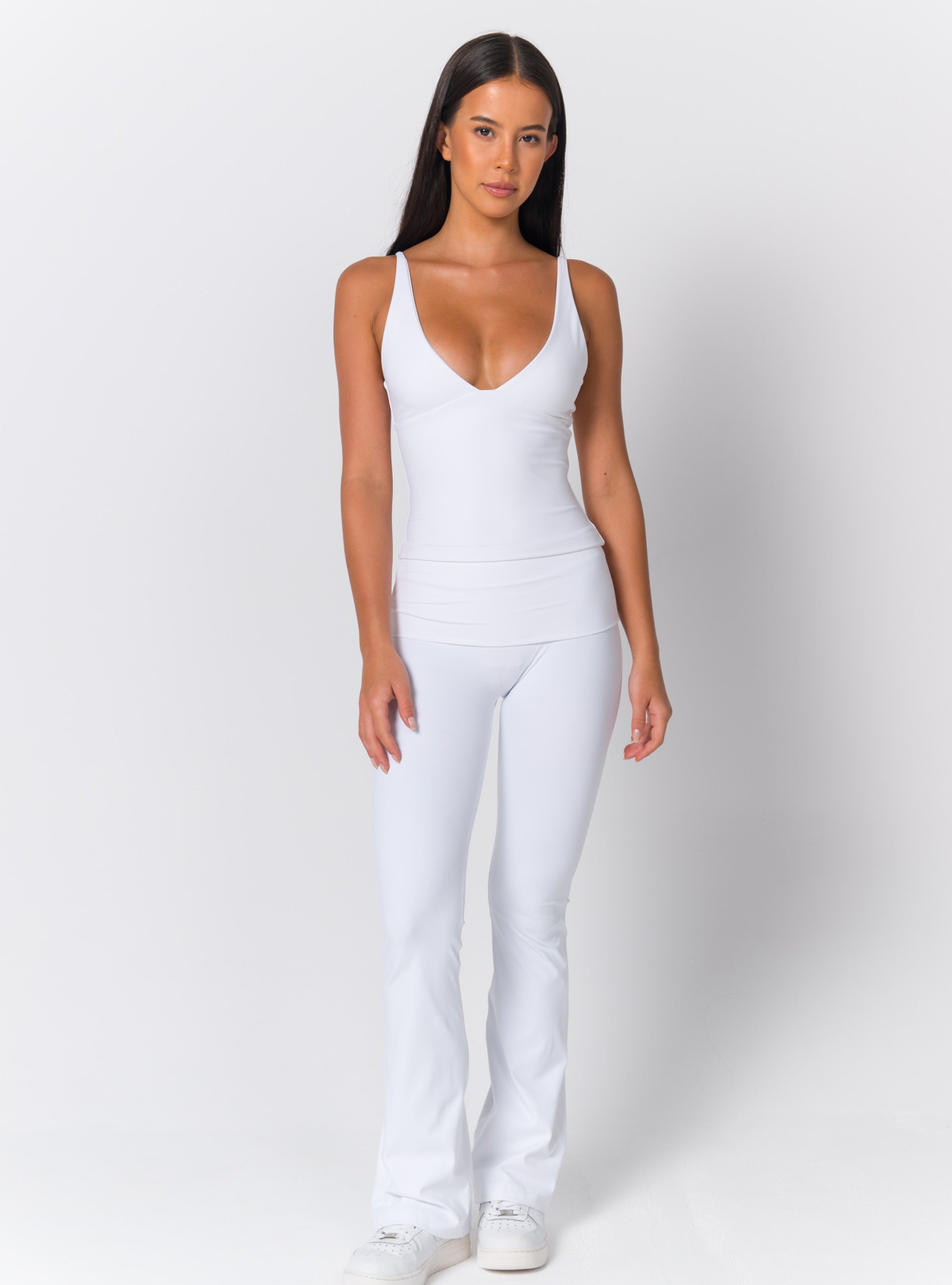 High-Waist Deep Fold-Over Flare Leggings
