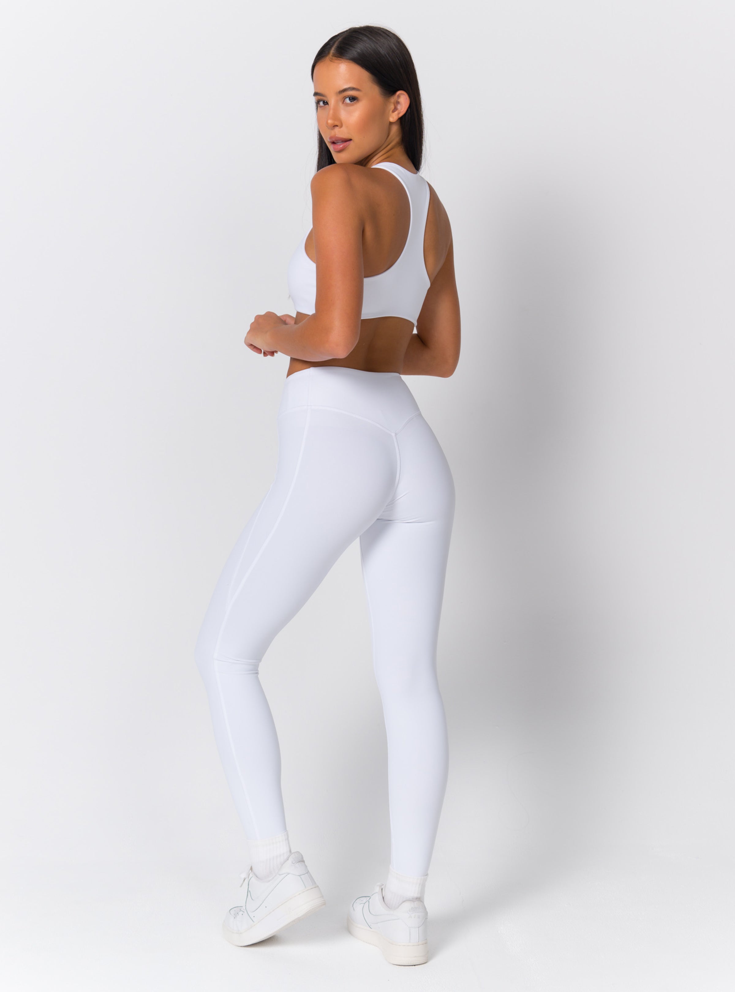 High-Waist Side-Seam Panel Full-Length Leggings