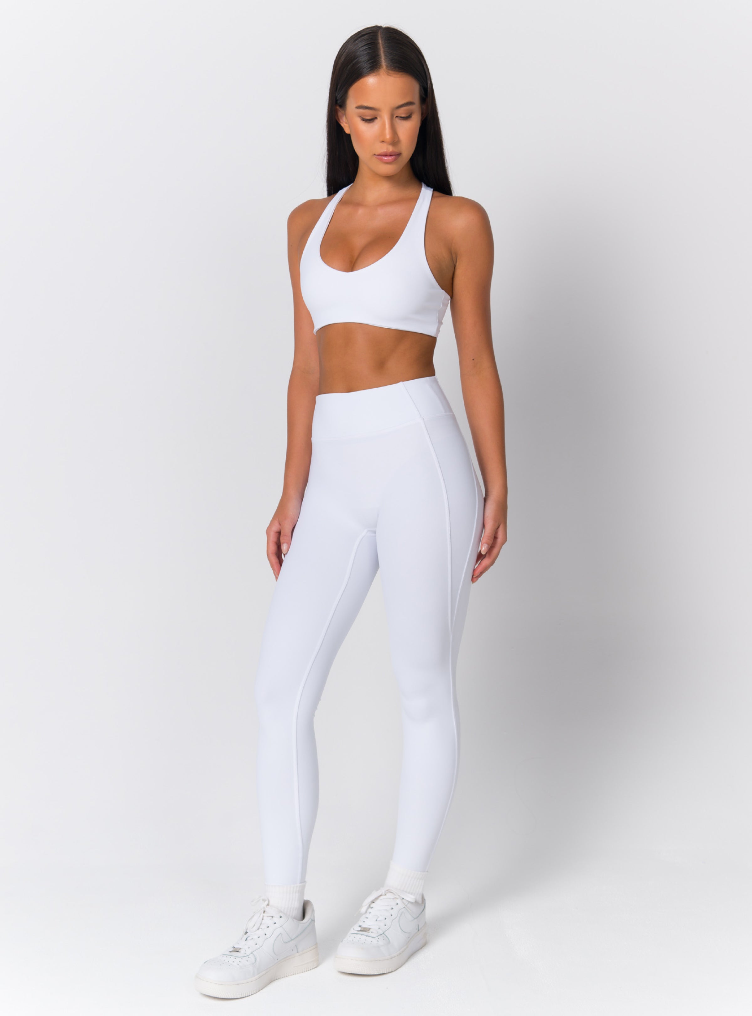 High-Waist Side-Seam Panel Full-Length Leggings