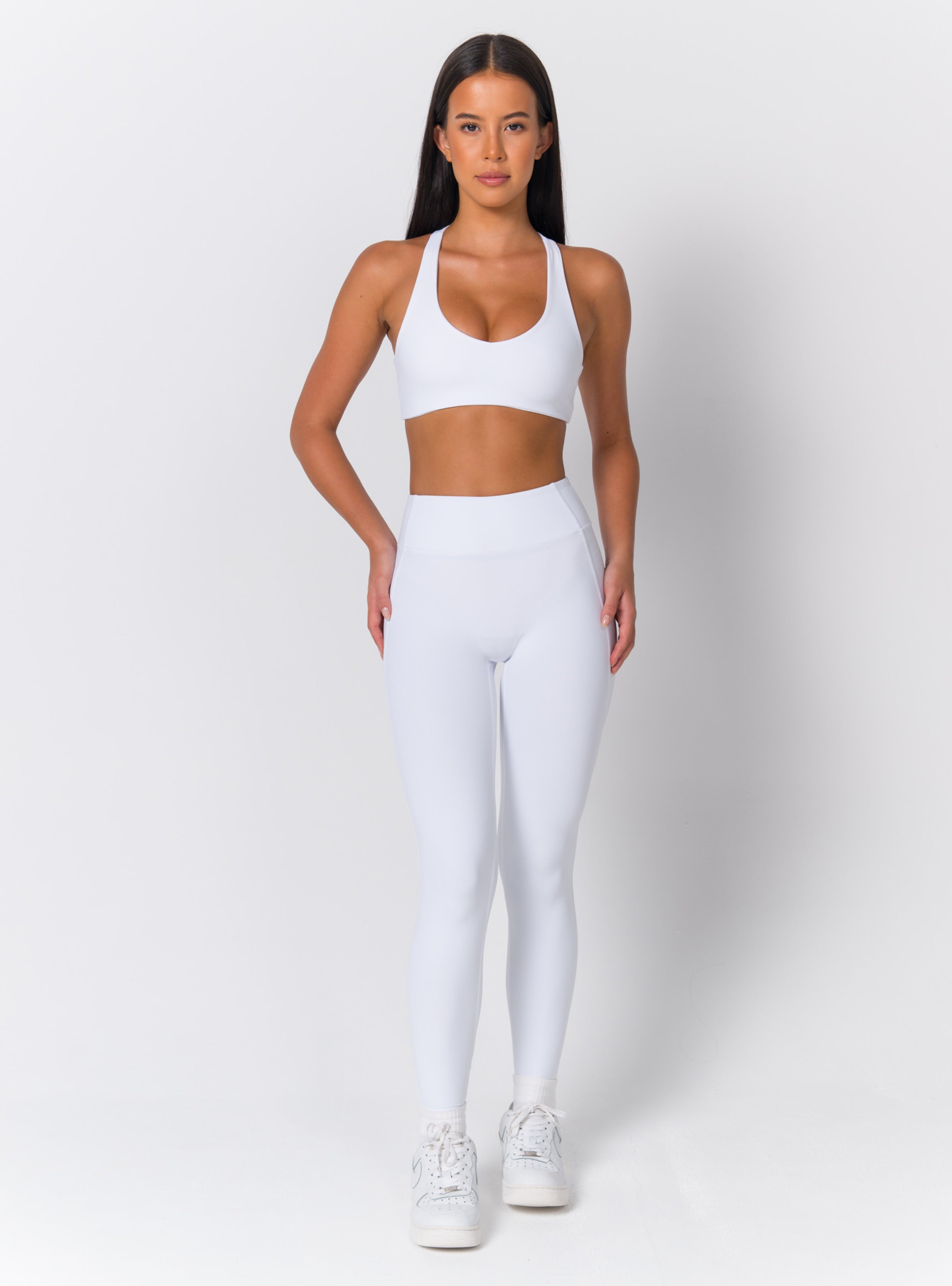 High-Waist Side-Seam Panel Full-Length Leggings