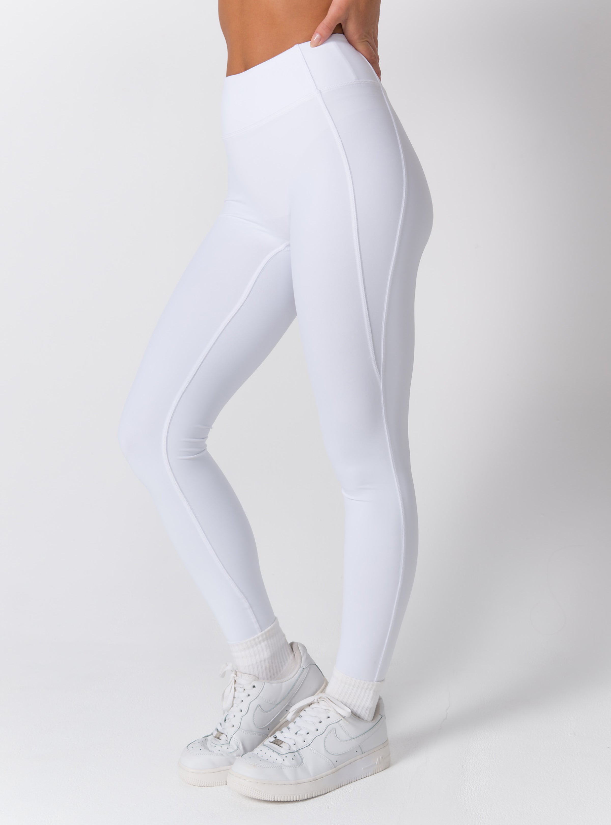 High-Waist Side-Seam Panel Full-Length Leggings