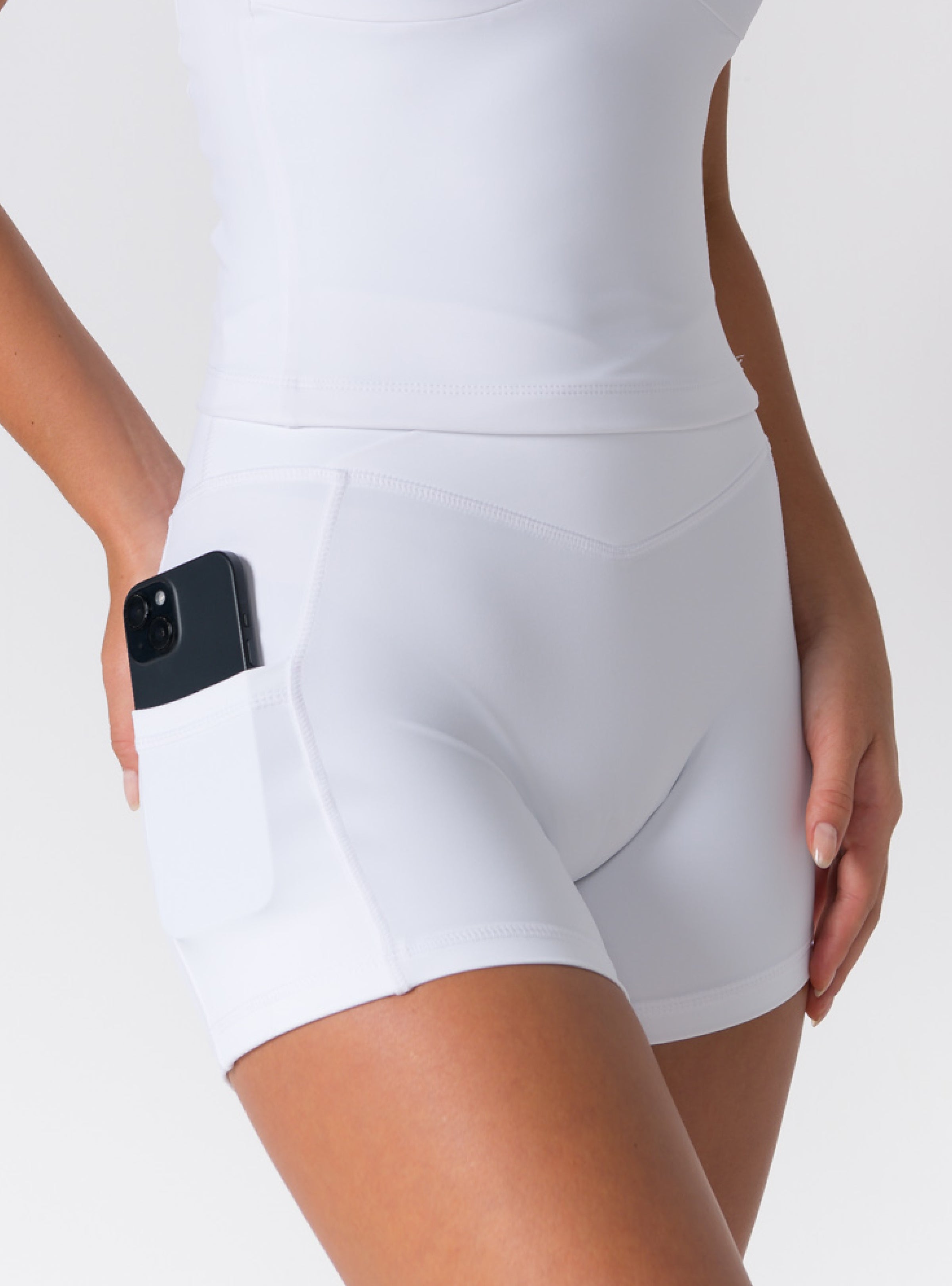 High-Waist Training Shorts with Side Pocket
