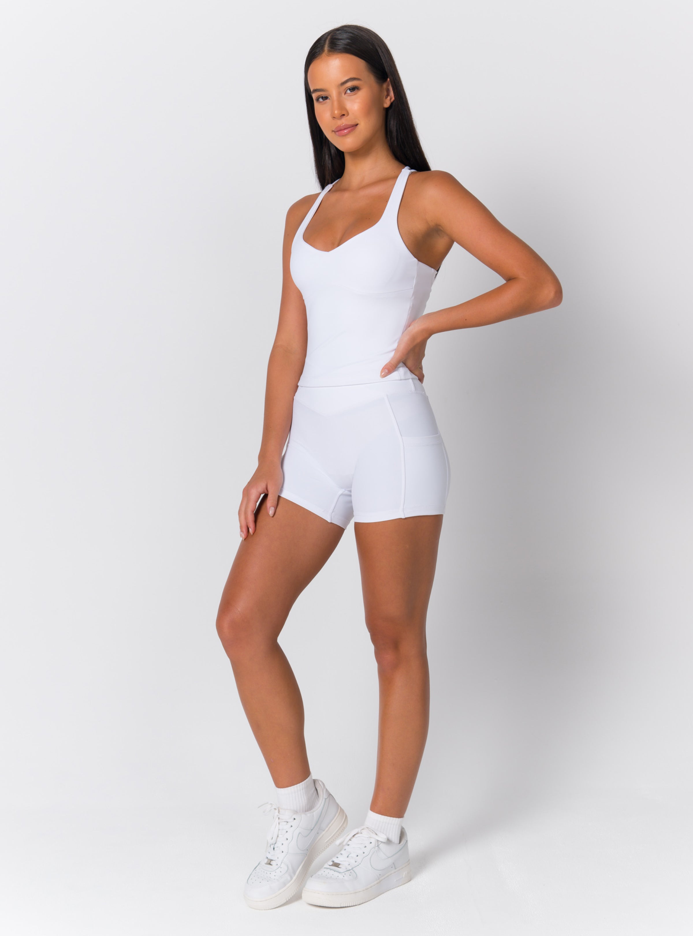 High-Waist Training Shorts with Side Pocket