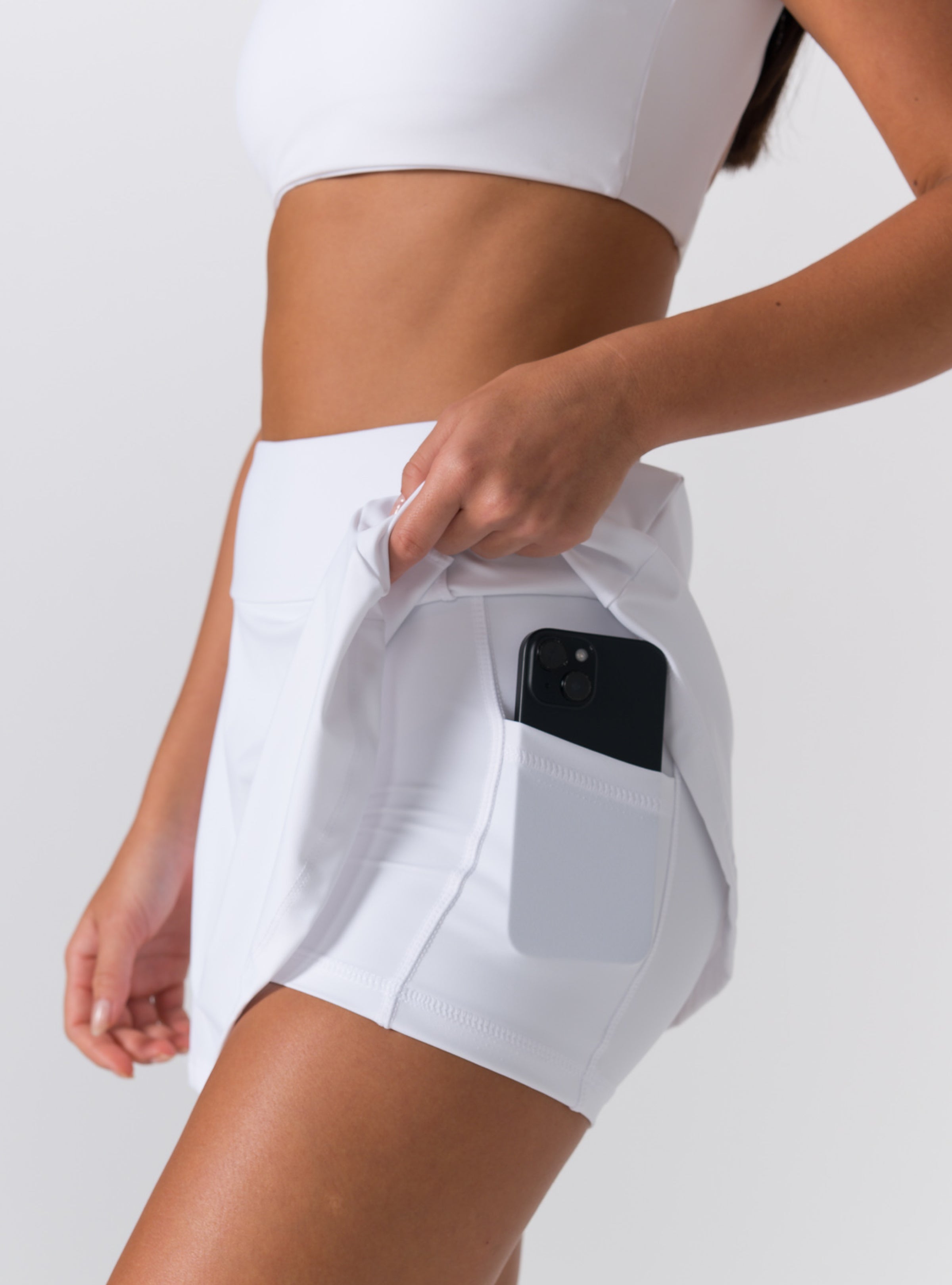 High-Waist Wide-Band Flare Pocket Tennis Skirt