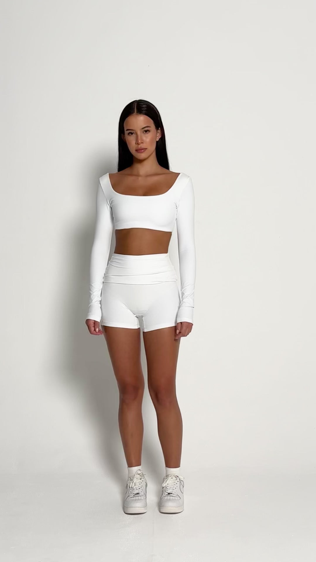 High Waist Fold Over Sports Shorts