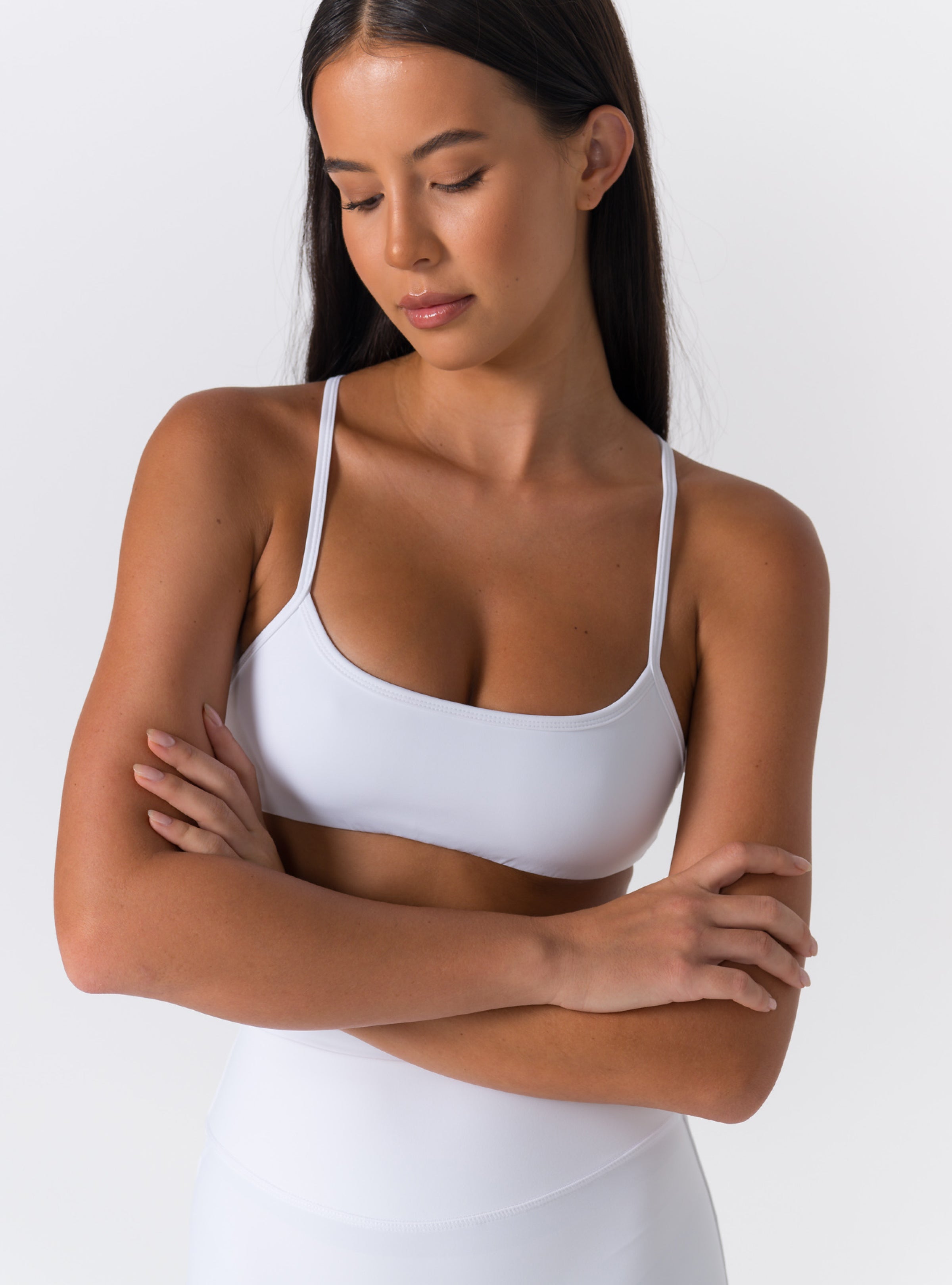 Scoop Neck Thin-Strap X-Back Sports Bra