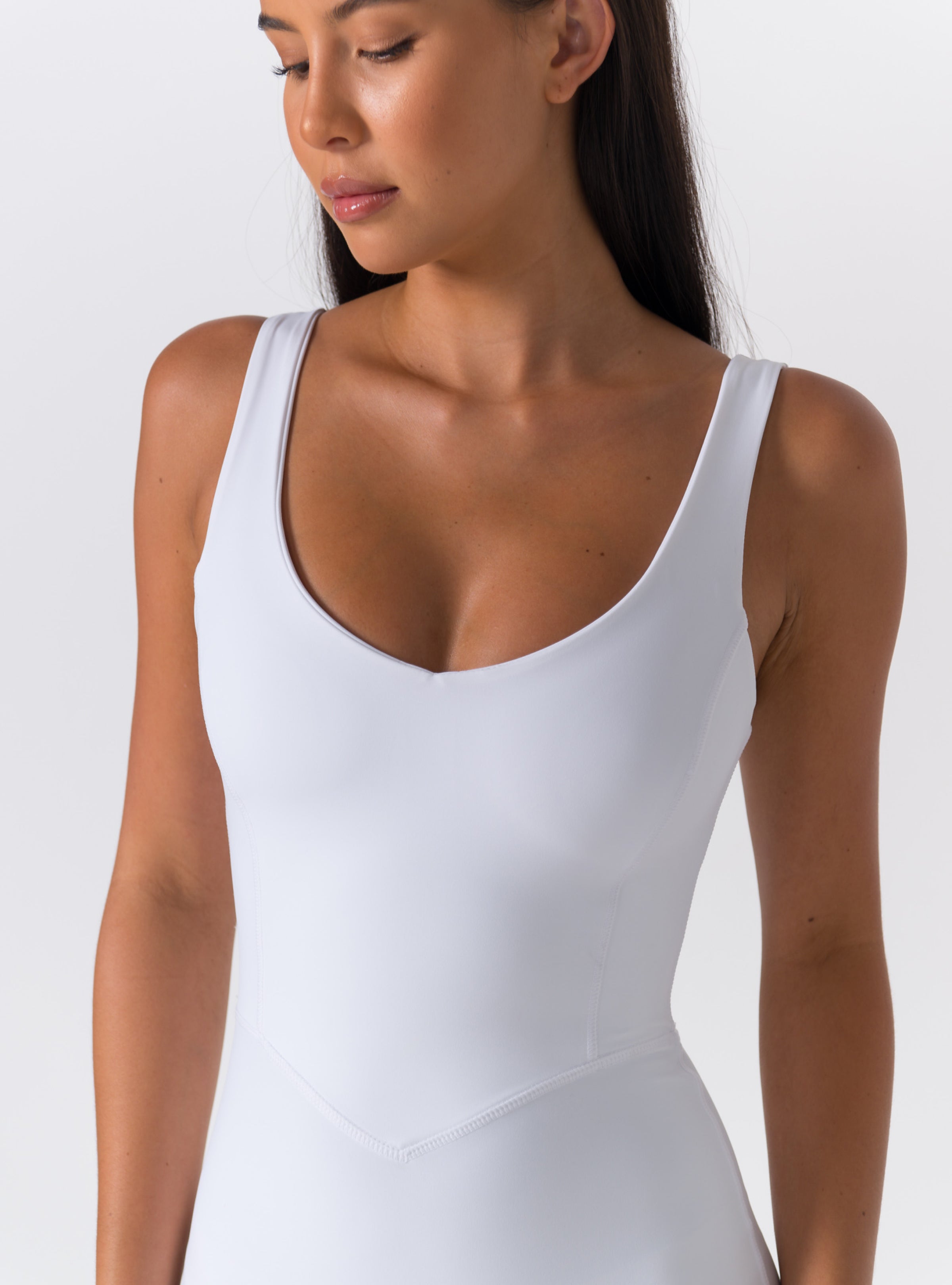 Scoop Neck Wide-Strap Open-Back Biker Romper