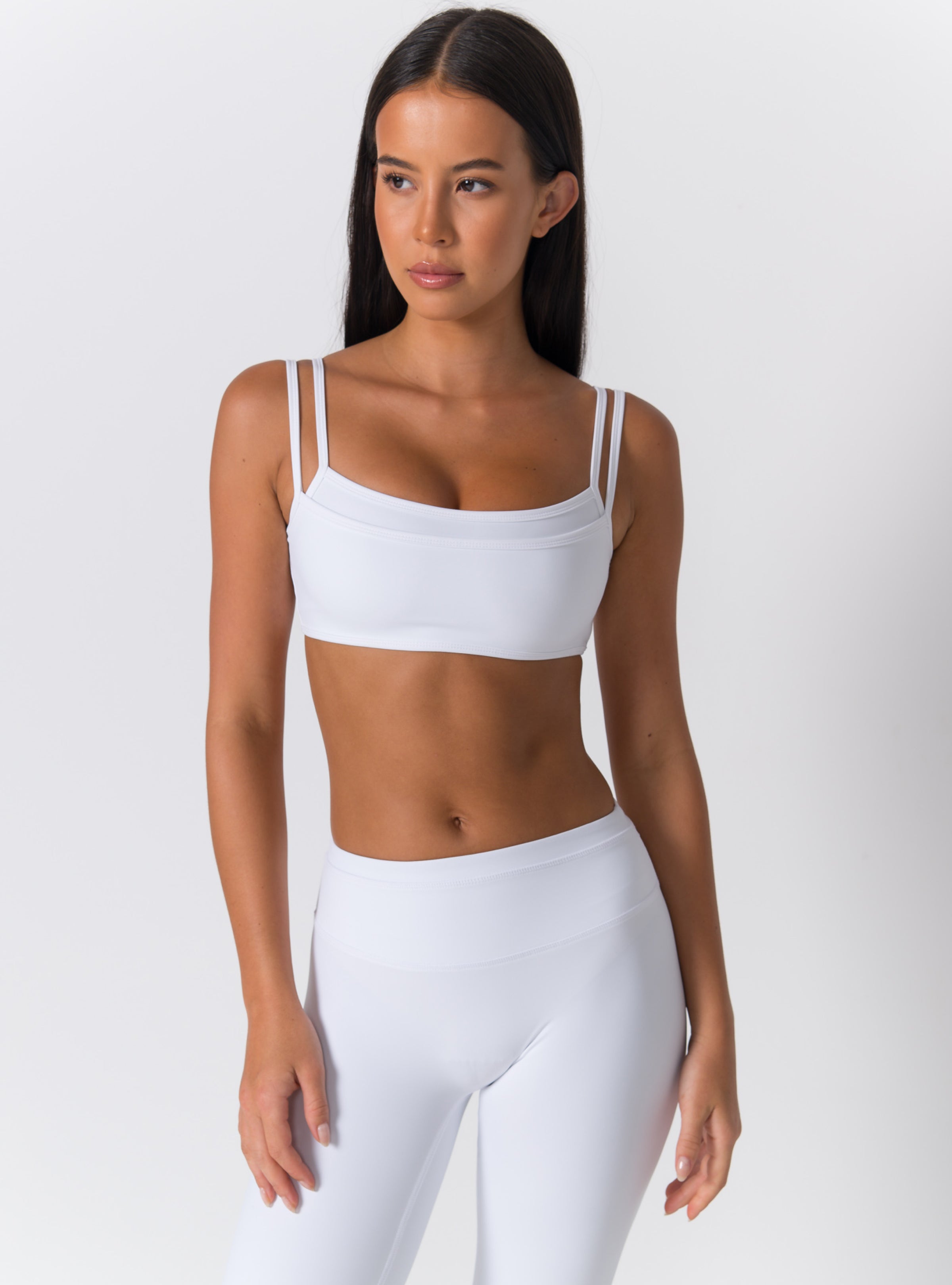 Square Neck Dual-Strap Open-Back Sports Bra