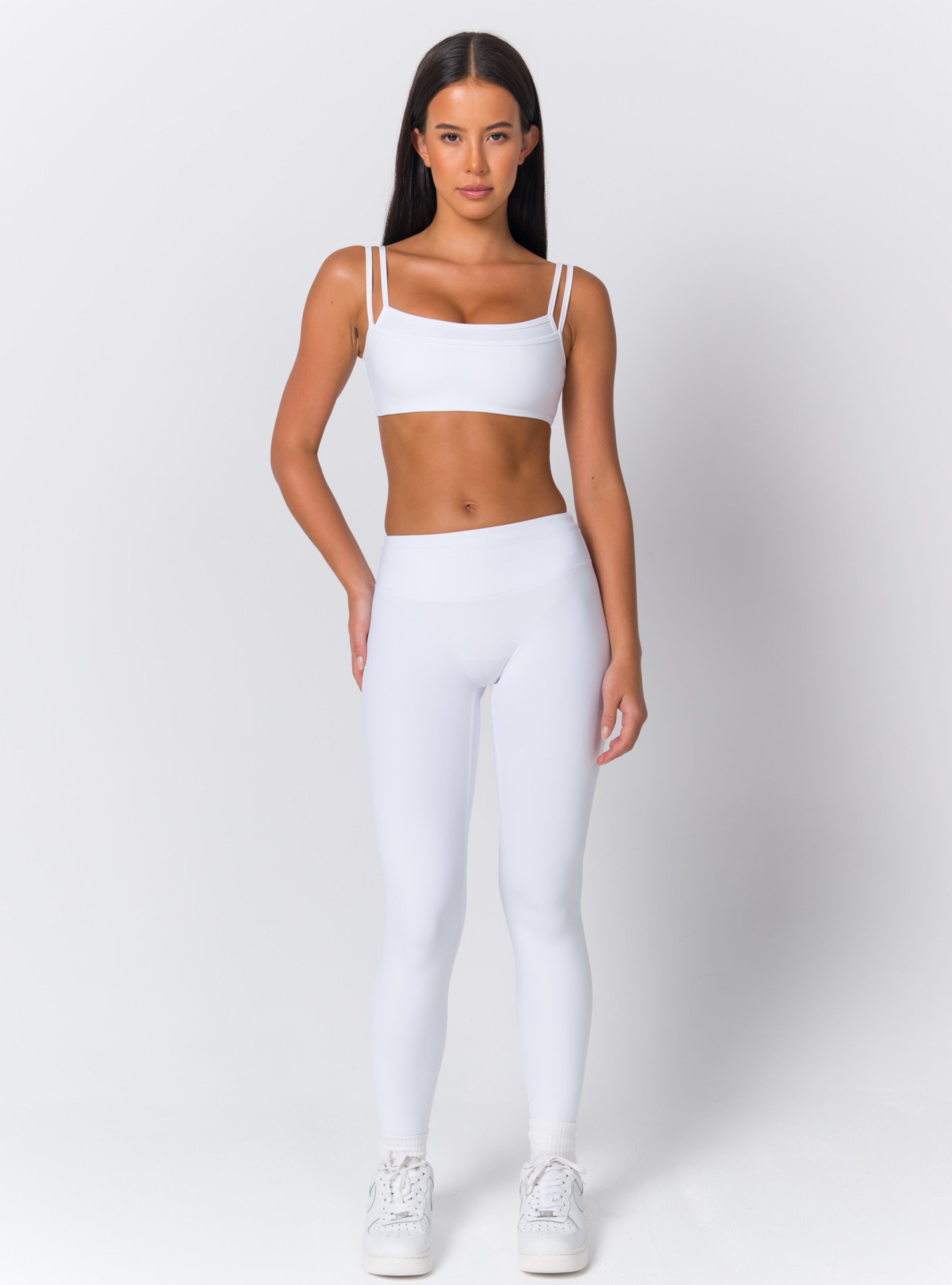 Square Neck Dual-Strap Open-Back Sports Bra