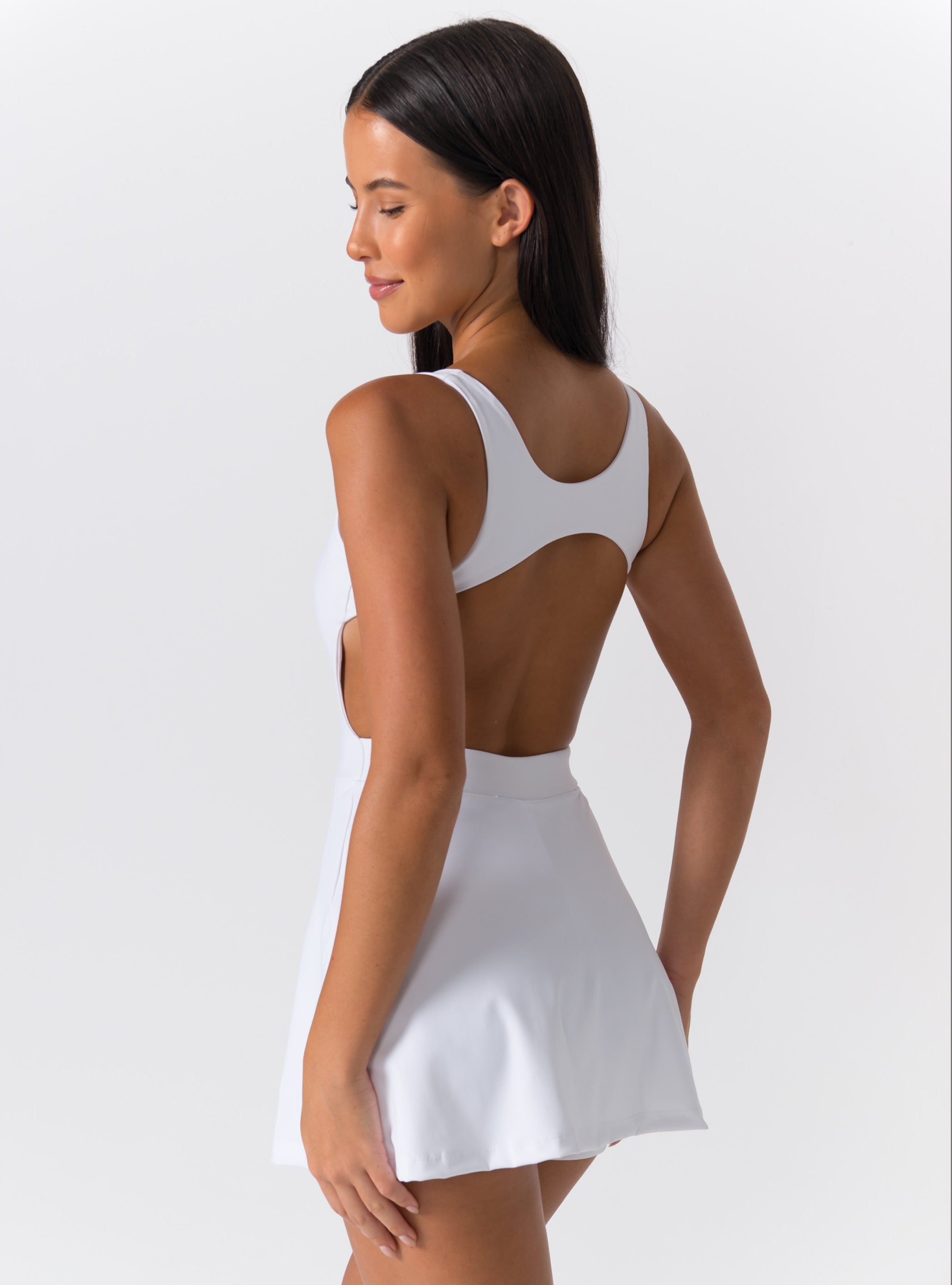 Square Neck Open-Back Pocket Tennis Dress