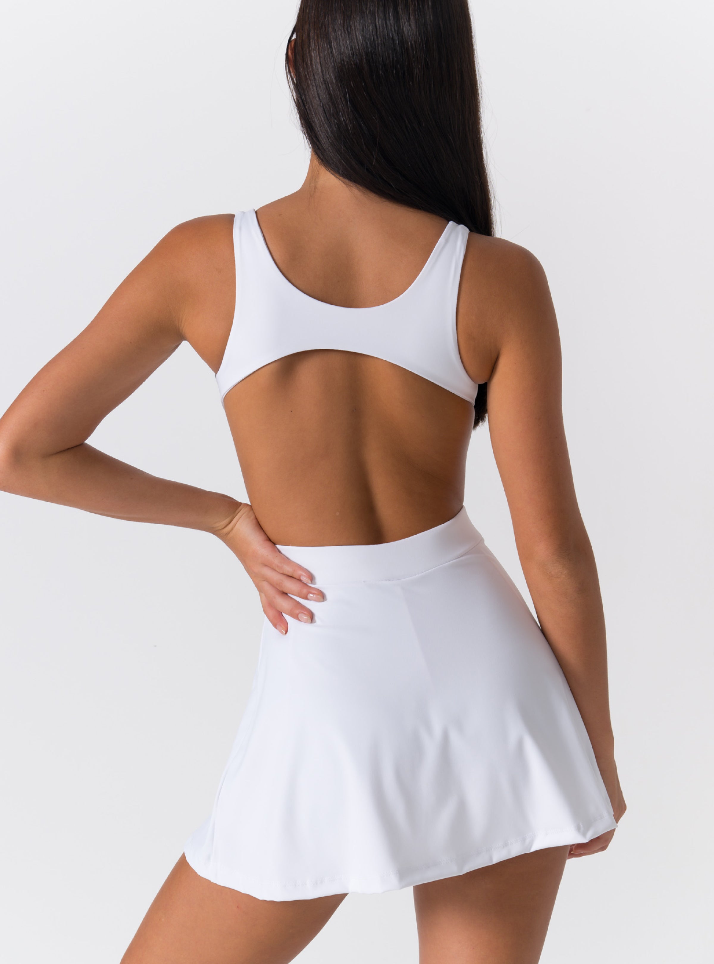 Square Neck Open-Back Pocket Tennis Dress