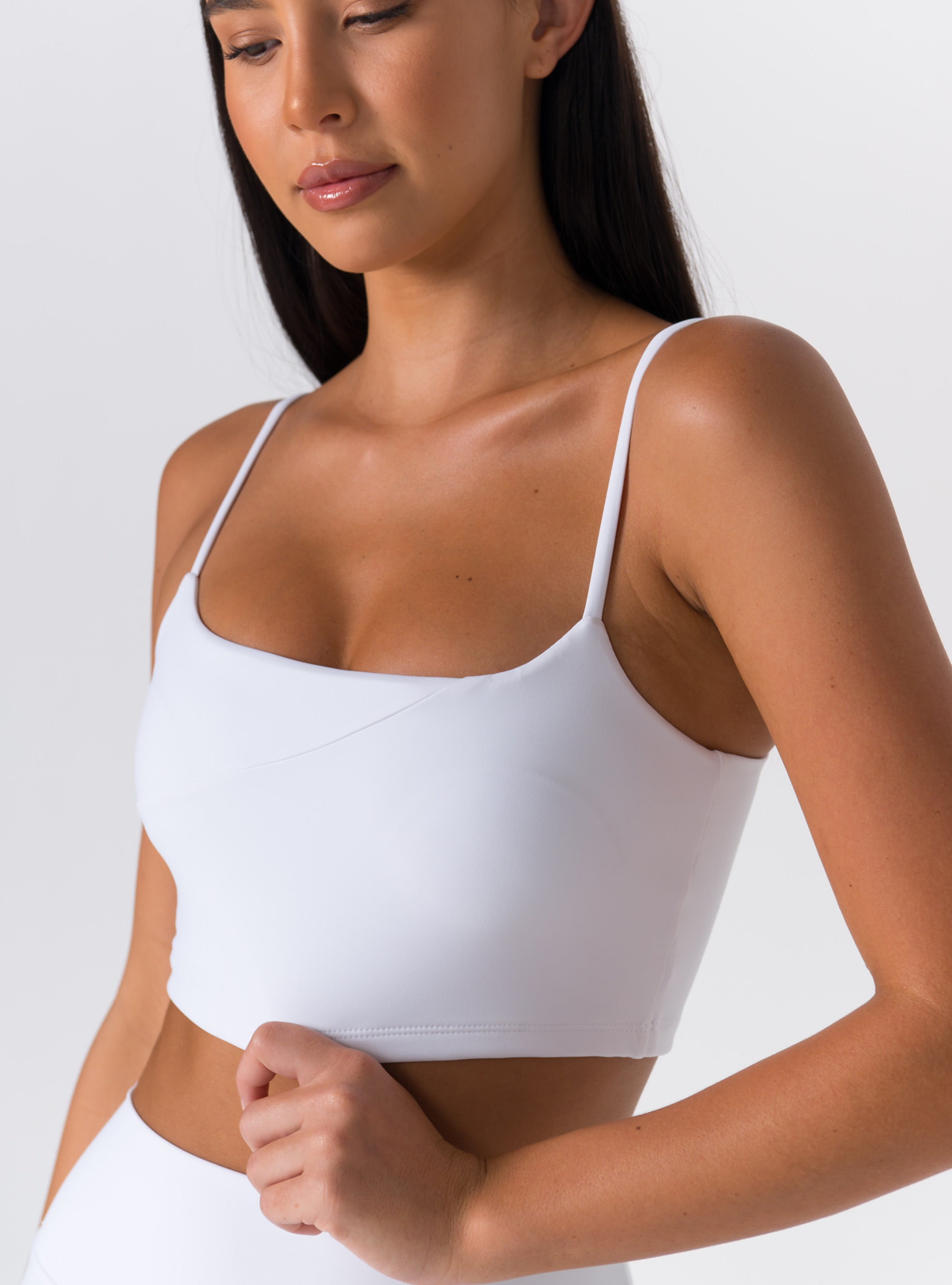 Square Neck Thin-Strap Adjustable Crop Top