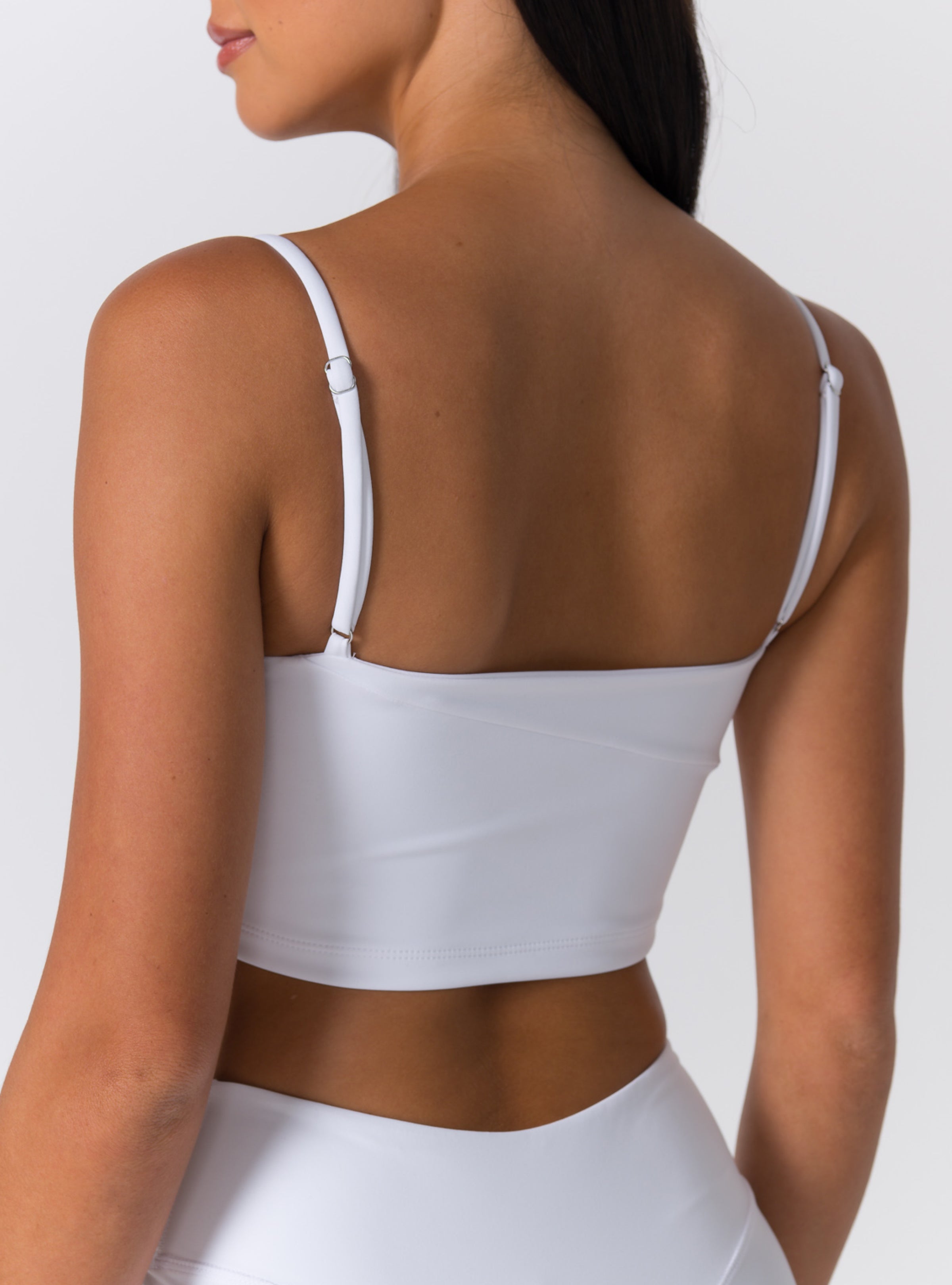 Square Neck Thin-Strap Adjustable Crop Top